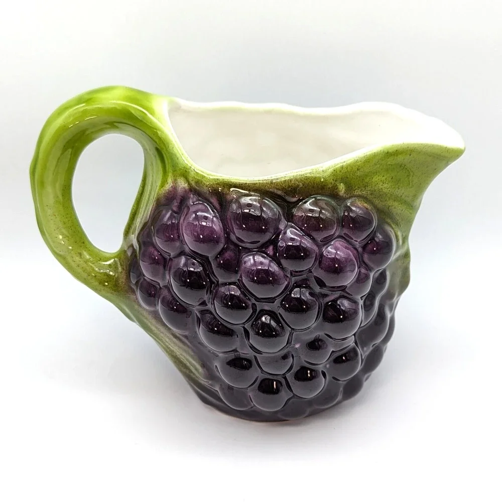 Vintage Pier 1 Majolica Grape Vine Pitcher 3D Made in Italy